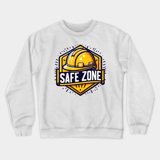 Safe zone construction helmet sign Crewneck Sweatshirt by TomFrontierArt